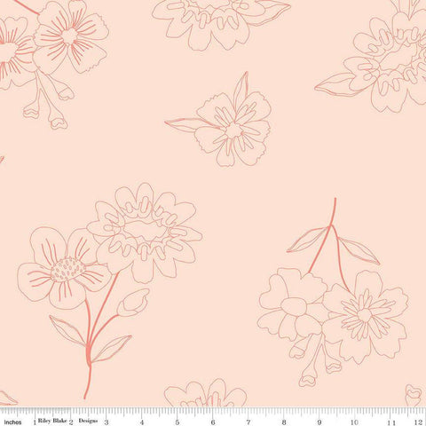 1 Yard End of Bolt - SALE Spring's in Town WIDE BACK WB14217 Blush - Riley Blake Designs - 107/108" Wide Flowers - Quilting Cotton Fabric