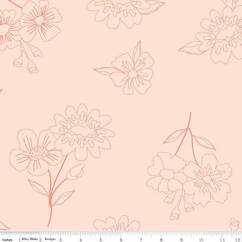 1 Yard End of Bolt - SALE Spring's in Town WIDE BACK WB14217 Blush - Riley Blake Designs - 107/108" Wide Flowers - Quilting Cotton Fabric