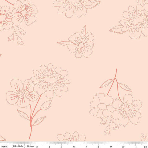 1 Yard End of Bolt - Spring's in Town WIDE BACK WB14217 Blush - Riley Blake Designs - 107/108" Wide Floral Flowers - Quilting Cotton Fabric