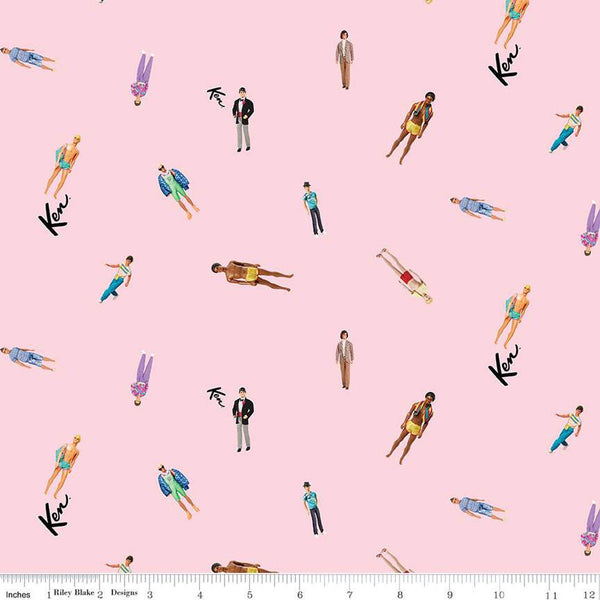 SALE Barbie World Ken Dolls CD15023 Pink - Official Licensed Product - DIGITALLY PRINTED - Quilting Cotton Fabric