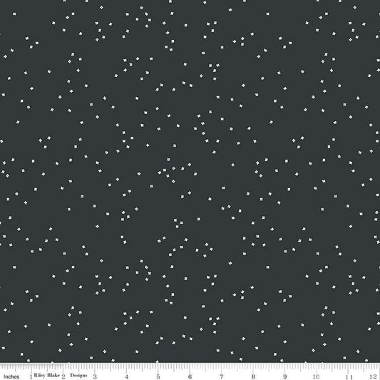 23" End of Bolt - SALE Blossom C715 Lead - Riley Blake Designs - Floral Tiny White Flowers - Quilting Cotton Fabric