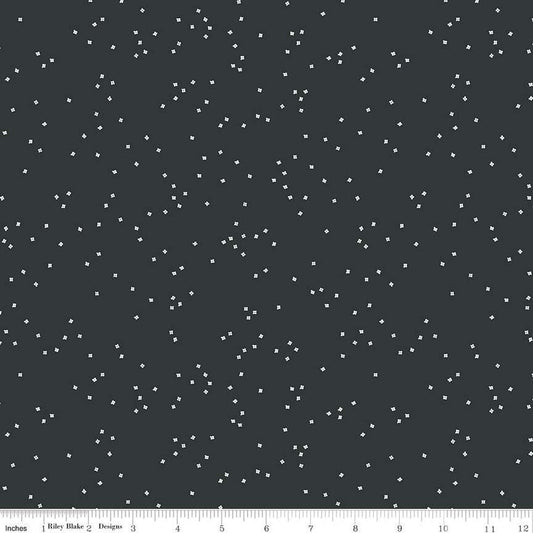 23" End of Bolt - SALE Blossom C715 Lead - Riley Blake Designs - Floral Tiny White Flowers - Quilting Cotton Fabric
