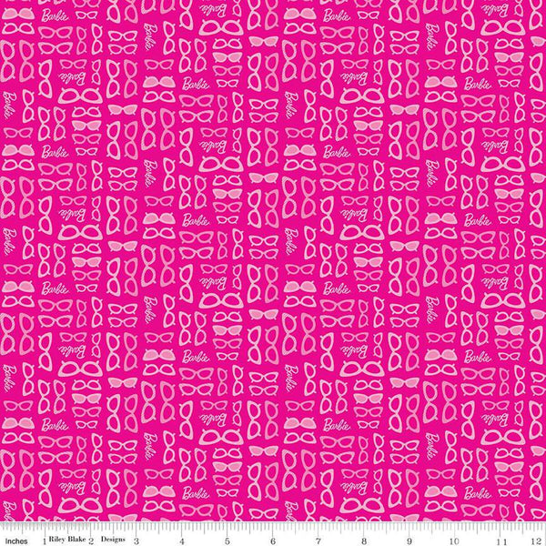 SALE Barbie World Barbie Glasses C15025 Hot Pink - Riley Blake Designs - Doll Logo Glasses - Quilting Cotton Fabric