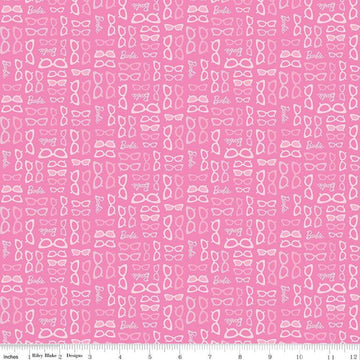SALE Barbie World Barbie Glasses C15025 Medium Pink - Official Licensed Product - Doll Logo Glasses - Quilting Cotton Fabric