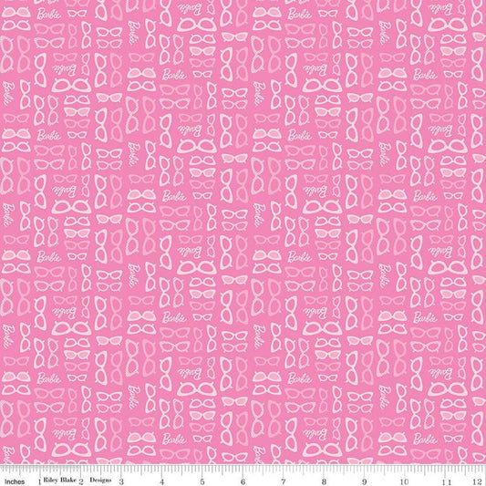 SALE Barbie World Barbie Glasses C15025 Medium Pink - Official Licensed Product - Doll Logo Glasses - Quilting Cotton Fabric