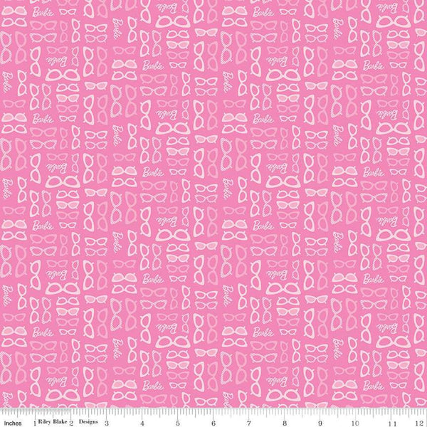 SALE Barbie World Barbie Glasses C15025 Medium Pink - Riley Blake Designs - Doll Logo Glasses - Quilting Cotton Fabric