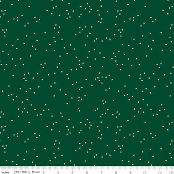 SALE Blossom C715 Christmas Green - Riley Blake Designs - Floral Flowers White Confetti Blossoms - Quilting Cotton Fabric