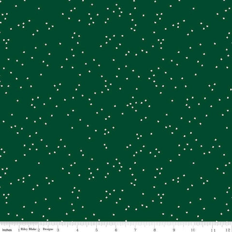 Blossom C715 Christmas Green by Riley Blake Designs - Floral Flowers White Confetti Blossoms - Quilting Cotton Fabric