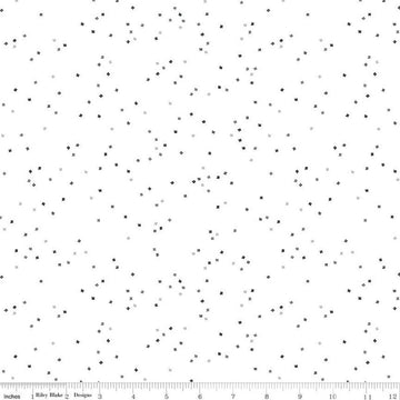 25" End of Bolt Piece - SALE Blossom on White C730 All the Gray by Riley Blake - Floral Flowers Confetti Blossoms - Quilting Cotton Fabric