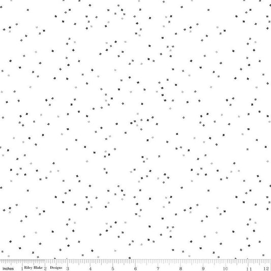 25" End of Bolt Piece - SALE Blossom on White C730 All the Gray by Riley Blake - Floral Flowers Confetti Blossoms - Quilting Cotton Fabric