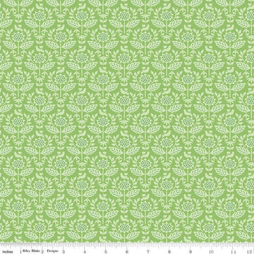 SALE Sunny Skies Style C14633 Green - Riley Blake Designs - Floral Flowers Sunflowers Damask - Quilting Cotton Fabric