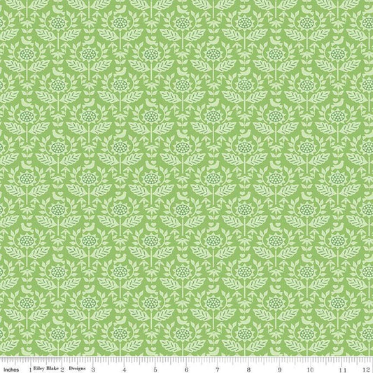 SALE Sunny Skies Style C14633 Green - Riley Blake Designs - Floral Flowers Sunflowers Damask - Quilting Cotton Fabric