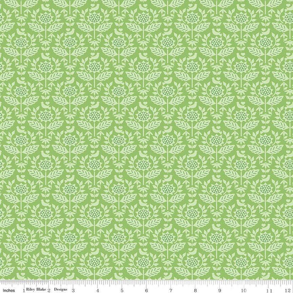 SALE Sunny Skies Style C14633 Green by Riley Blake Designs - Floral Flowers Sunflowers Damask - Quilting Cotton Fabric