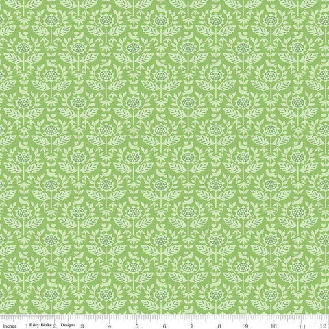 Sunny Skies Style C14633 Green by Riley Blake Designs - Floral Flowers Sunflowers Damask - Quilting Cotton Fabric