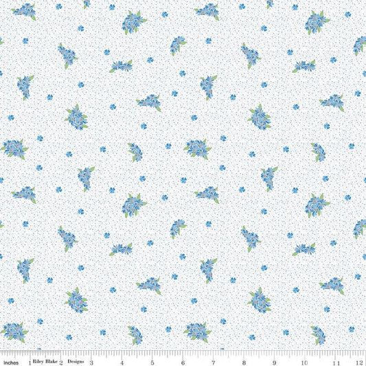 SALE Sunny Skies Small Floral C14636 White - Riley Blake Designs - Flower Flowers - Quilting Cotton Fabric