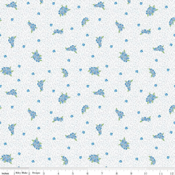 Sunny Skies Small Floral C14636 White by Riley Blake Designs - Flower Flowers - Quilting Cotton Fabric