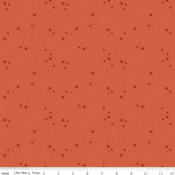 SALE Little Witch Spider Dots C14566 Pumpkin - Riley Blake Designs - Spiders Dot Dotted Tone-on-Tone  - Quilting Cotton Fabric