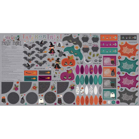 SALE Little Witch Party FELT Panel FT14567 by Riley Blake Designs - Halloween Witch Hat Pumpkin Masks Bat Banner Placemats - Polyester