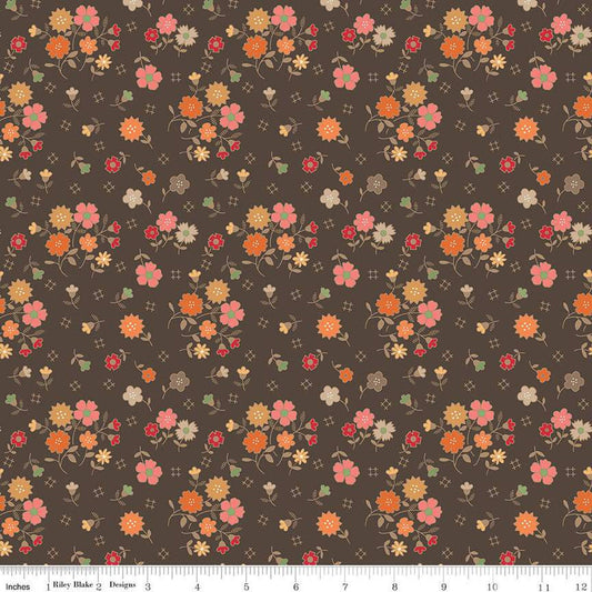 DEAL Autumn Floral C14650 Raisin - Riley Blake Designs - Lori Holt - Flowers Blossoms - Quilting Cotton Fabric