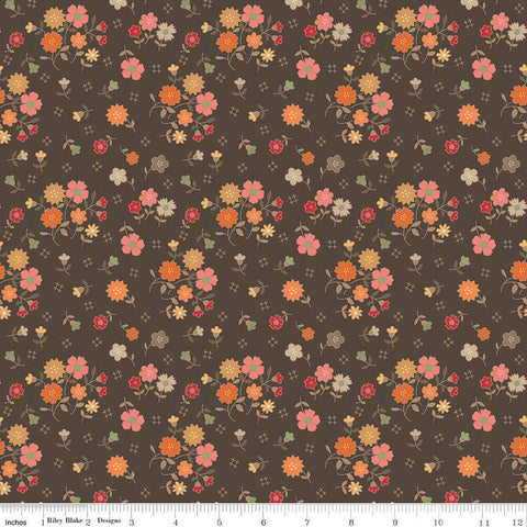 SALE Autumn Floral C14650 Raisin by Riley Blake Designs - Lori Holt - Flowers Blossoms - Quilting Cotton Fabric