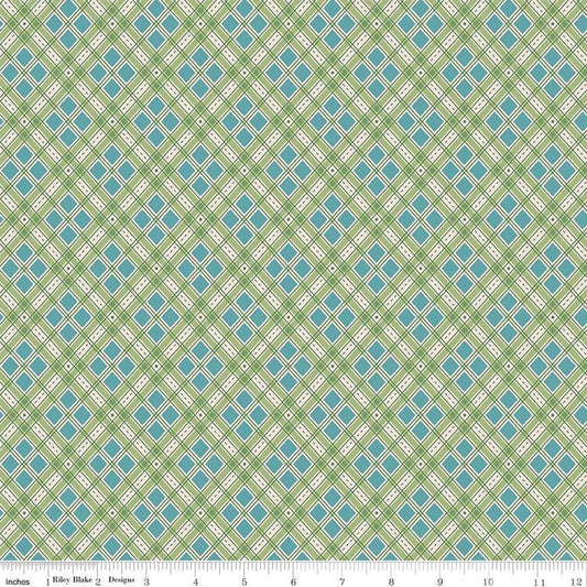 Autumn Plaid C14651 Lettuce - Riley Blake Designs - Lori Holt - Diagonal - Quilting Cotton Fabric