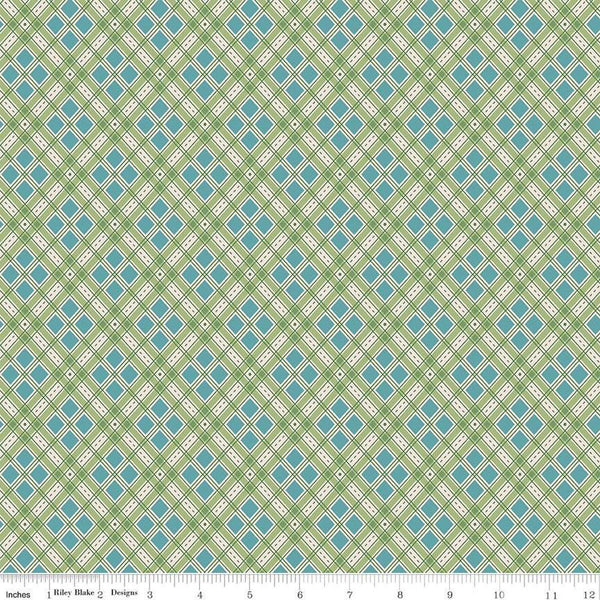 SALE Autumn Plaid C14651 Lettuce by Riley Blake Designs - Lori Holt - Diagonal - Quilting Cotton Fabric