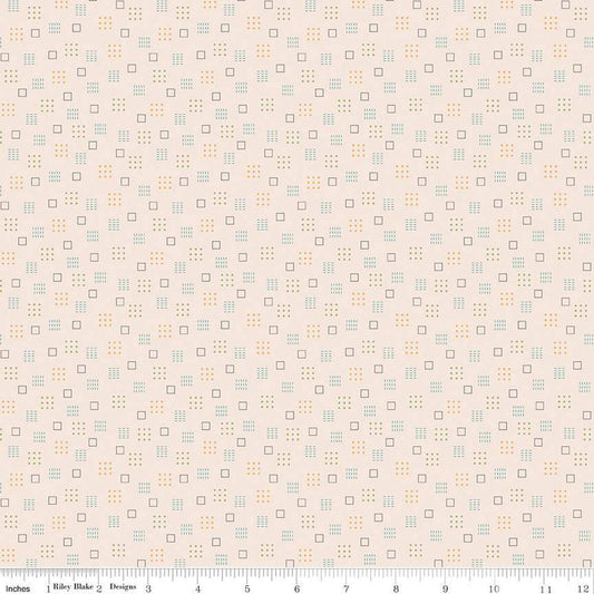 DEAL Autumn Squares C14653 Latte - Riley Blake Designs - Lori Holt - Geometric Squares Dots Dashes  - Quilting Cotton Fabric