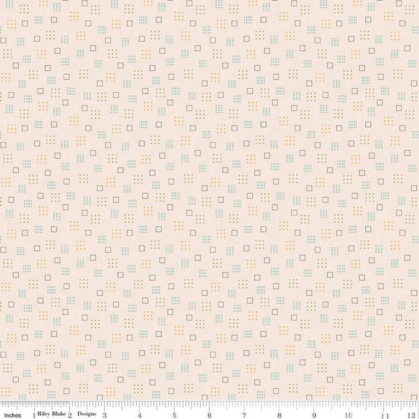 SALE Autumn Squares C14653 Latte by Riley Blake Designs - Lori Holt - Geometric Squares Dots Dashes  - Quilting Cotton Fabric