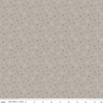34" End of Bolt - SALE Autumn Squares C14653 Pewter - Riley Blake - Lori Holt - Geometric Squares Dots Dashes  - Quilting Cotton Fabric