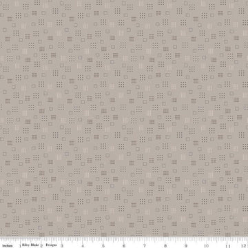 34" End of Bolt - DEAL Autumn Squares C14653 Pewter - Riley Blake - Lori Holt - Geometric Squares Dots Dashes  - Quilting Cotton Fabric