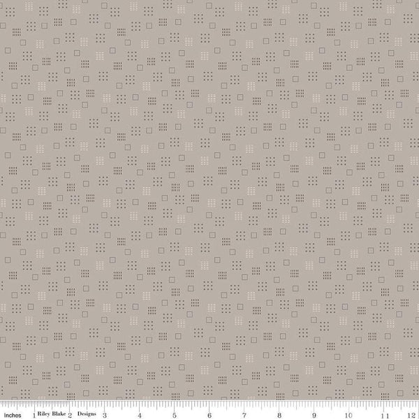 SALE Autumn Squares C14653 Pewter by Riley Blake Designs - Lori Holt - Geometric Squares Dots Dashes  - Quilting Cotton Fabric