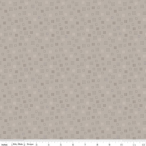 SALE Autumn Squares C14653 Pewter by Riley Blake Designs - Lori Holt - Geometric Squares Dots Dashes  - Quilting Cotton Fabric