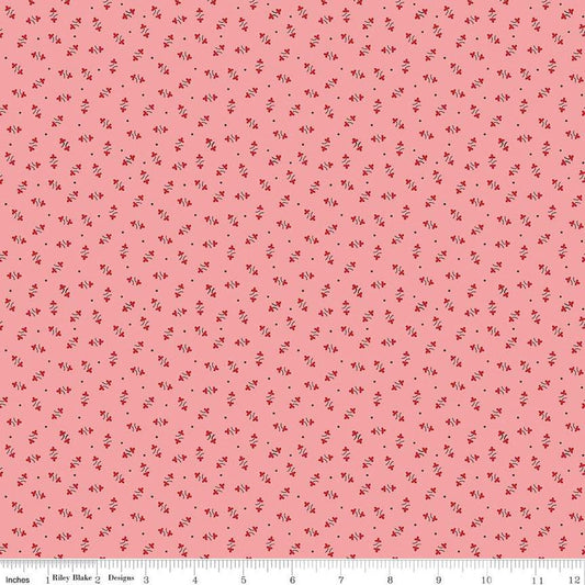 SALE Autumn Posey C14655 Coral - Riley Blake Designs - Lori Holt - Floral Flowers  - Quilting Cotton Fabric
