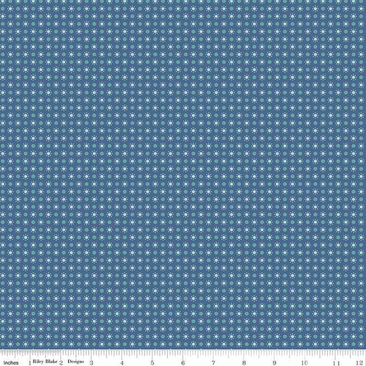DEAL Autumn Dots C14657 Denim - Riley Blake Designs - Lori Holt - Dot Dotted - Quilting Cotton Fabric