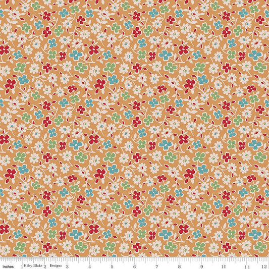 DEAL Autumn Cosmos C14659 Cider - Riley Blake Designs - Lori Holt - Floral Flowers  - Quilting Cotton Fabric