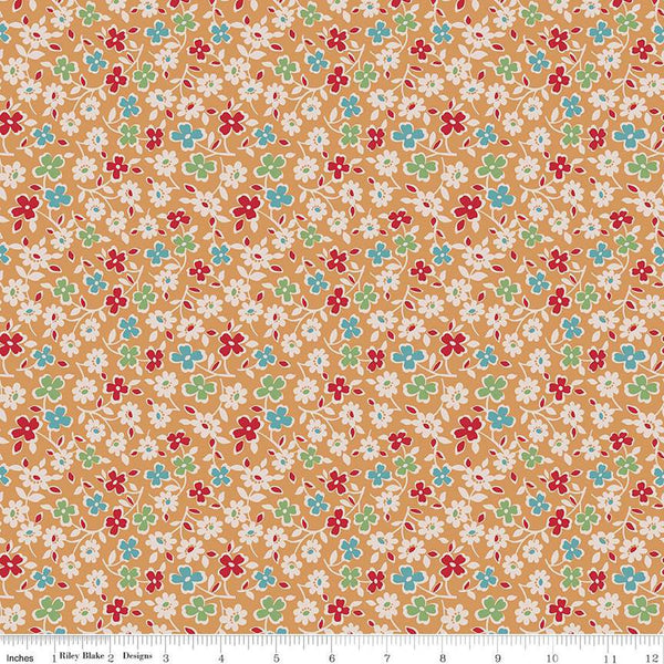 SALE Autumn Cosmos C14659 Cider by Riley Blake Designs - Lori Holt - Floral Flowers  - Quilting Cotton Fabric