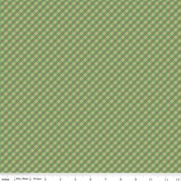 Fat Quarter End of Bolt - SALE Autumn PRINTED Gingham C14660 Basil by Riley Blake Designs - Lori Holt - Diagonal - Quilting Cotton Fabric