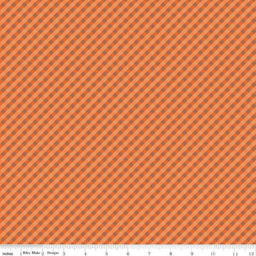 SALE Autumn PRINTED Gingham C14660 Pumpkin - Riley Blake Designs - Lori Holt - Diagonal - Quilting Cotton Fabric
