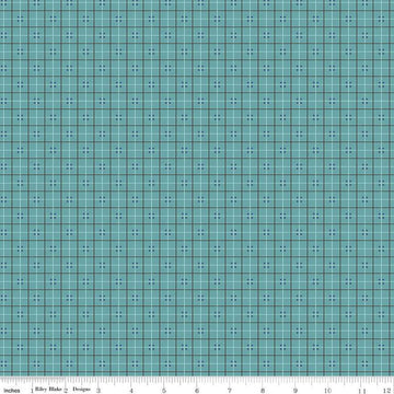 SALE Autumn Homespun C14661 Raindrop - Riley Blake Designs - Lori Holt - Plaid -Printed Quilting Cotton Fabric