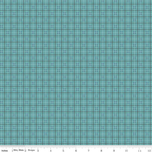 DEAL Autumn Homespun C14661 Raindrop - Riley Blake Designs - Lori Holt - Plaid -Printed Quilting Cotton Fabric