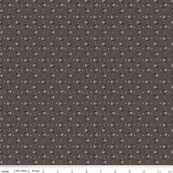 SALE Autumn Leaves C14662 Milk Can by Riley Blake Designs - Lori Holt - Dashed Lines Leaves Dots - Quilting Cotton Fabric