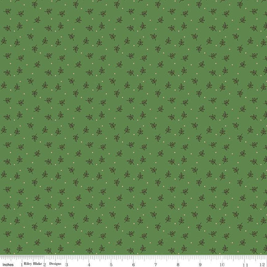 DEAL Autumn Sprig C14663 Clover - Riley Blake Designs - Lori Holt - Leaves Dots - Quilting Cotton Fabric