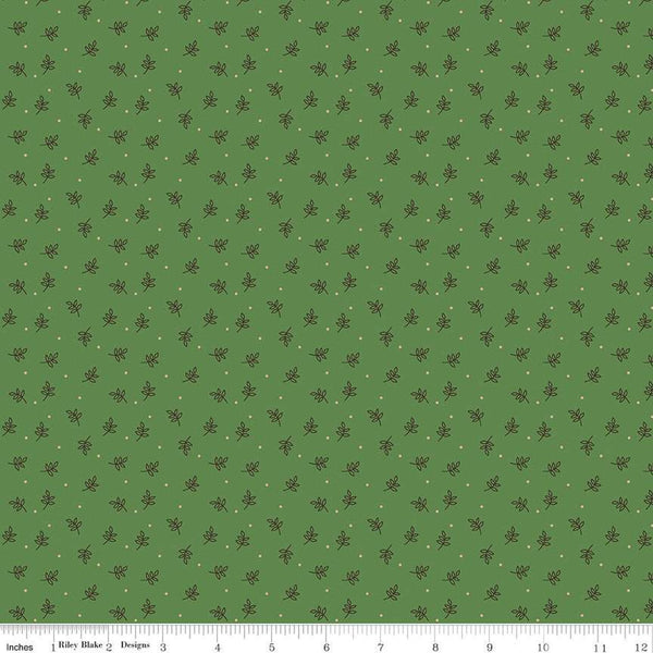 Autumn Sprig C14663 Clover by Riley Blake Designs - Lori Holt - Leaves Dots - Quilting Cotton Fabric