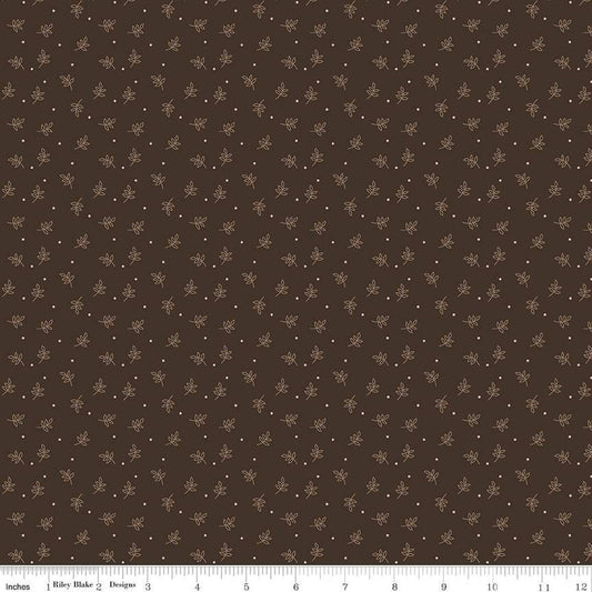 DEAL Autumn Sprig C14663 Raisin - Riley Blake Designs - Lori Holt - Leaves Dots - Quilting Cotton Fabric