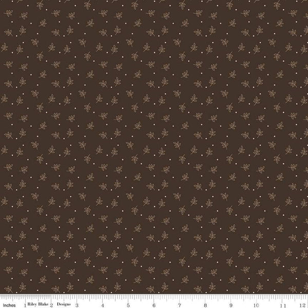 SALE Autumn Sprig C14663 Raisin by Riley Blake Designs - Lori Holt - Leaves Dots - Quilting Cotton Fabric