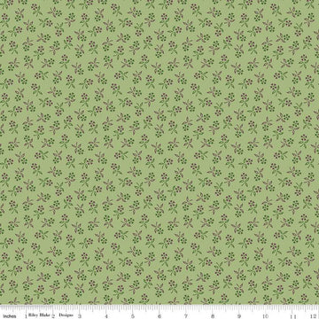 Fat Quarter End of Bolt - SALE Autumn Perennial C14664 Lettuce - Riley Blake Designs - Lori Holt - Floral Flowers - Quilting Cotton Fabric