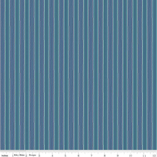 DEAL Autumn Stripe C14665 Denim - Riley Blake Designs - Lori Holt - Striped Stripes - Quilting Cotton Fabric