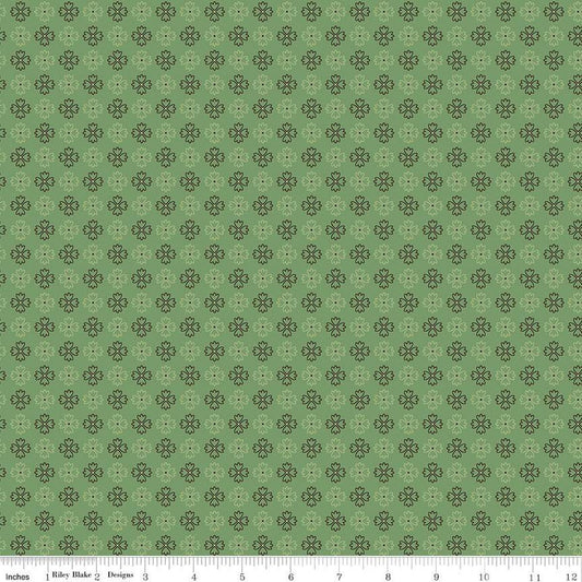 DEAL Autumn Kerchief C14668 Basil - Riley Blake Designs - Lori Holt - Geometric Flowers - Quilting Cotton Fabric