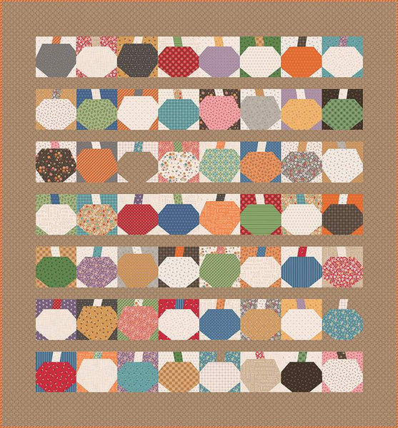 SALE 10" Pumpkin Quilt Paper ST-35009 by Lori Holt - Riley Blake Designs - For Accurate Cutting 42 Sheets 7" Finished Block