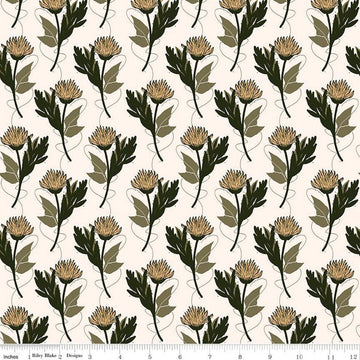 SALE Dancing Daisies Main C14540 Ecru - Riley Blake Designs - Floral Flowers - Quilting Cotton Fabric